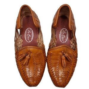 Artesanias "La Quere" | Mexican Brown Leather Southwestern Woven Flats Girl's 4
